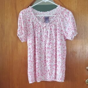 Laura Scott Petite Pink And White Floral Top